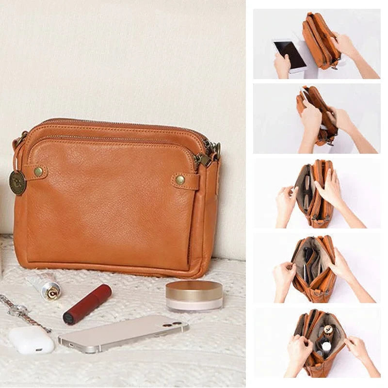 Leather Crossbody Bag with Built-In Wallet and Detachable Straps, Fits 10-Inch Tablet Zanny Home