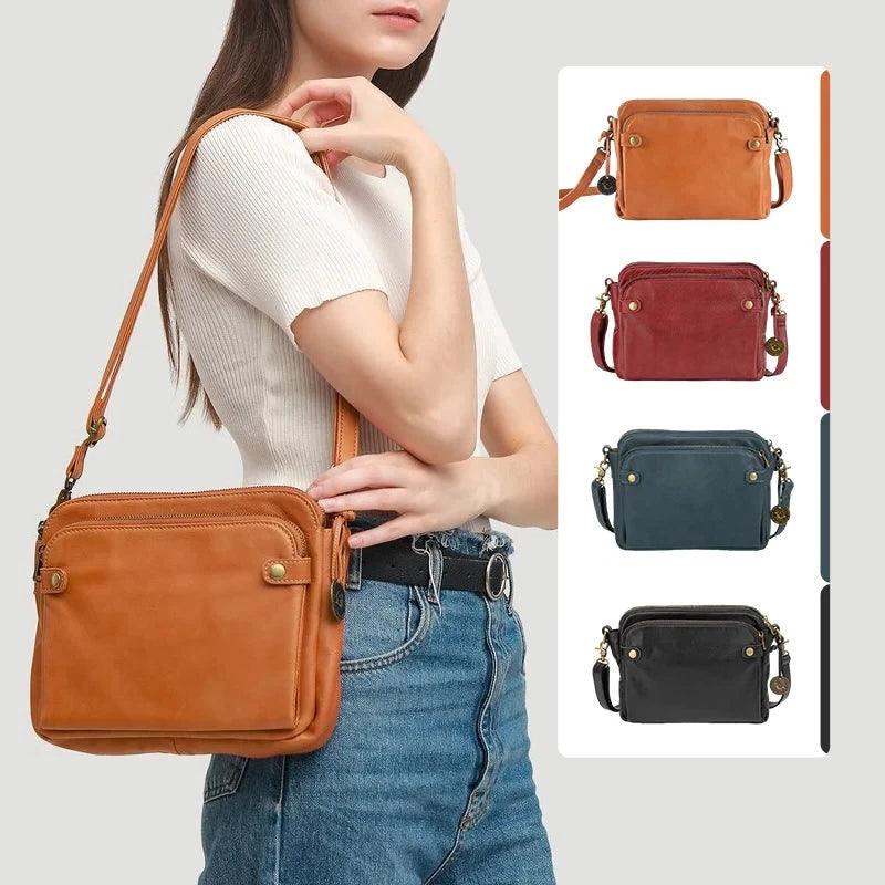Leather Crossbody Bag with Built-In Wallet and Detachable Straps, Fits 10-Inch Tablet Zanny Home