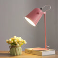 Table Lamp with Macaron Pastel Bucket Shade and Iron Base, Compact Size Zanny Home