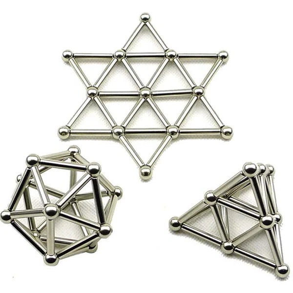 Magnetic Construction Set with 36 Rods and 27 Steel Balls, Portable Tin Zanny Home