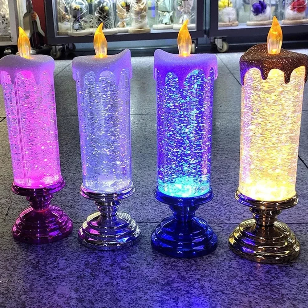 Color-Changing LED Candle with Spinning Glitter and USB Powered, Flameless Centerpiece Zanny Home