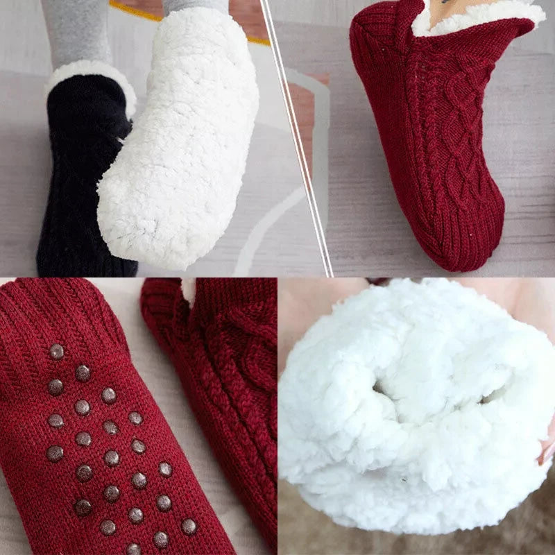 Non-Slip Thermal Socks with Silicone Dot Grip and Soft Insulating Lining, Calf-High Zanny Home
