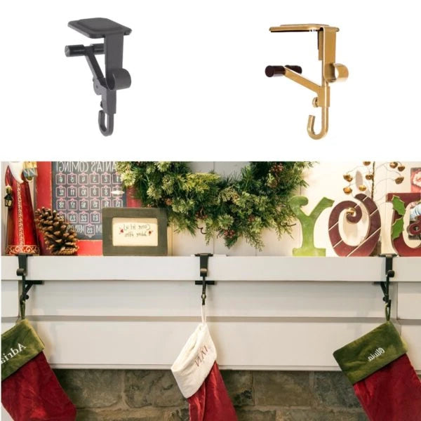 Mantel Stocking Hanger with Cantilever Clamp and Adjustable Rod, Rubber Pads Zanny Home