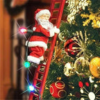 Animated Santa Ornament with Climbing Ladder Motion and Warm LED Lights, 15 Holiday Songs Zanny Home