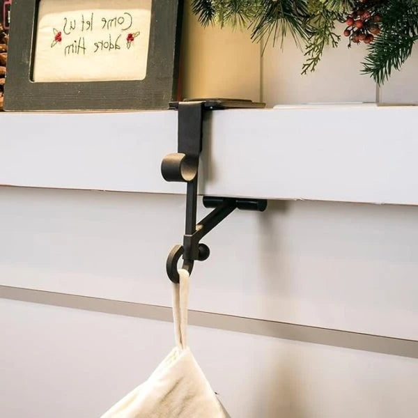 Mantel Stocking Hanger with Cantilever Clamp and Adjustable Rod, Rubber Pads Zanny Home