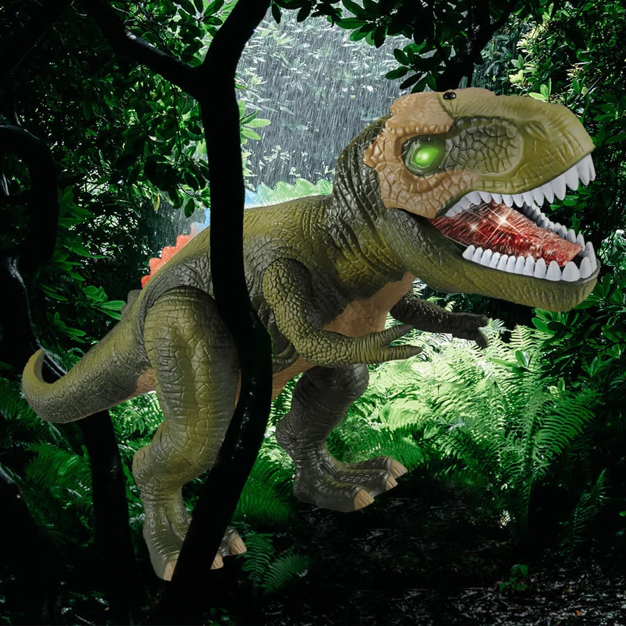 Remote Control Dinosaur Toy with Multi-Color LED Spikes and Roaring Sound, 17-Inch Zanny Home