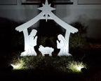 Outdoor Nativity Set with Weather-Resistant PVC and One-Person Assembly, Four-Piece Manger Zanny Home