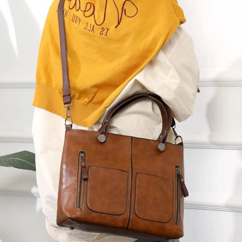 Leather Crossbody Bag with Padded Tablet Sleeve and Detachable Strap, 12 x 9 x 4 in Zanny Home