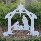 Outdoor Nativity Set with Weather-Resistant PVC and One-Person Assembly, Four-Piece Manger Zanny Home