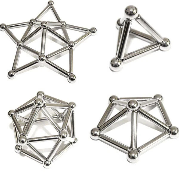 Magnetic Construction Set with 36 Rods and 27 Steel Balls, Portable Tin Zanny Home