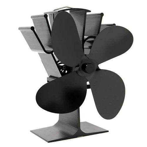 Wood Stove Fan with Heat-Powered Operation and Quiet 4-Blade Design, Anodized Aluminum Zanny Home