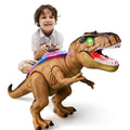 Remote Control Dinosaur Toy with Multi-Color LED Spikes and Roaring Sound, 17-Inch Zanny Home