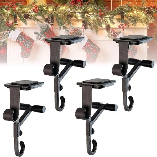 Mantel Stocking Hanger with Cantilever Clamp and Adjustable Rod, Rubber Pads Zanny Home