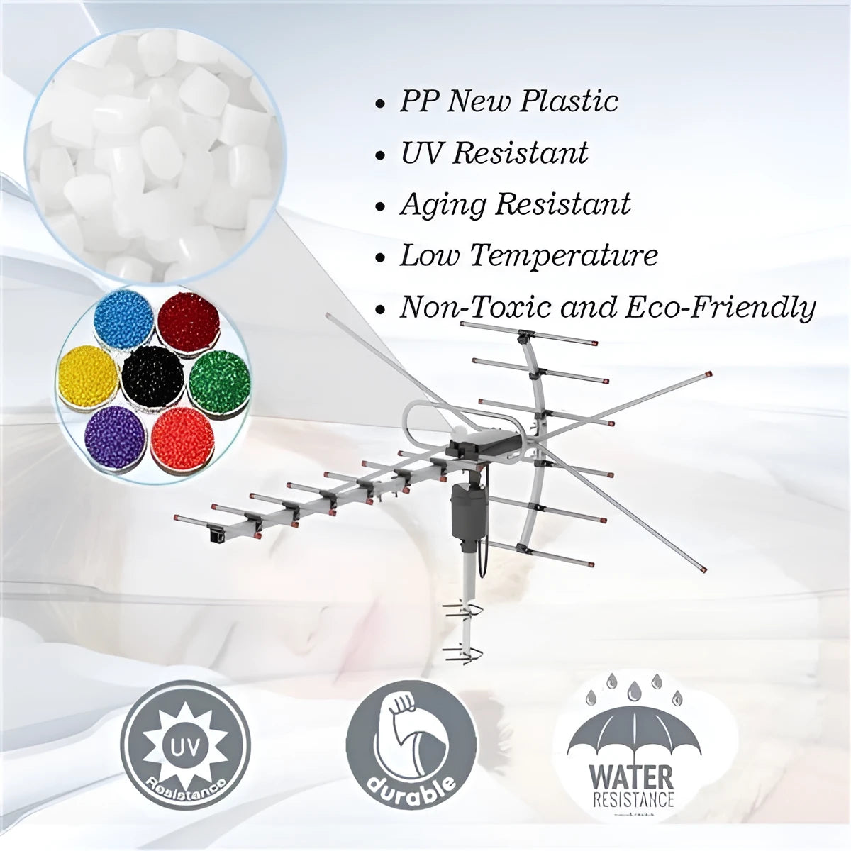 Motorized Outdoor TV Antenna with 360 Degree Rotation and Signal Processor, Weatherproof Zanny Home