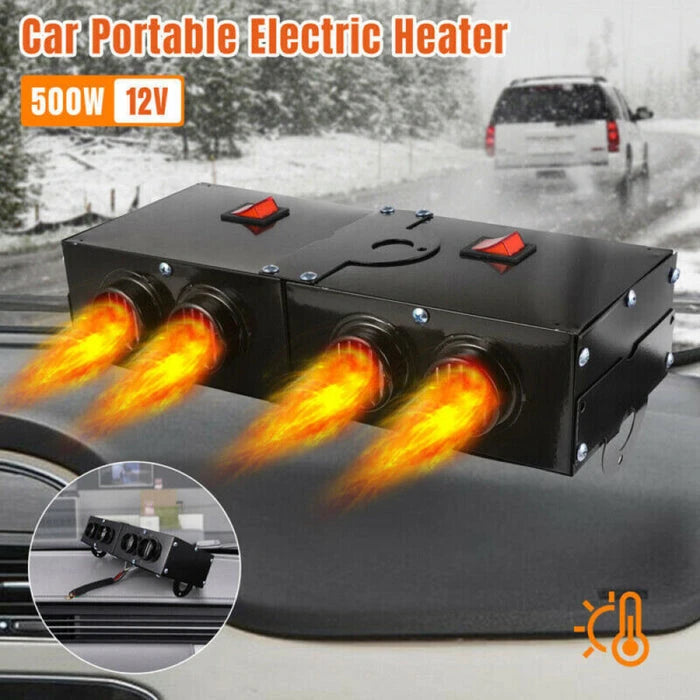12V Car Heater with 500W PTC Ceramic Element and Dual Switch Control, Four-Outlet Fan Zanny Home